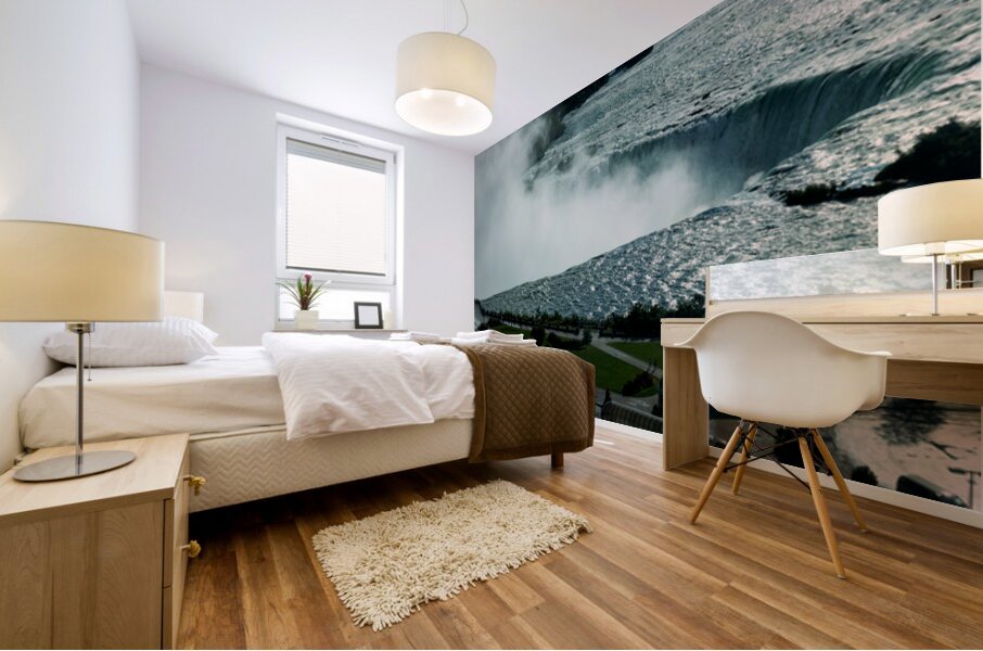 Niagara Falls with powerful water mist and surrounding park. Mural print