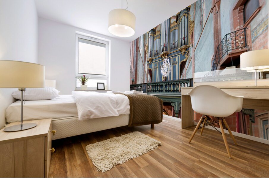 Pipe organ at Saint Pierre le Jeune church in Strasbourg Mural print