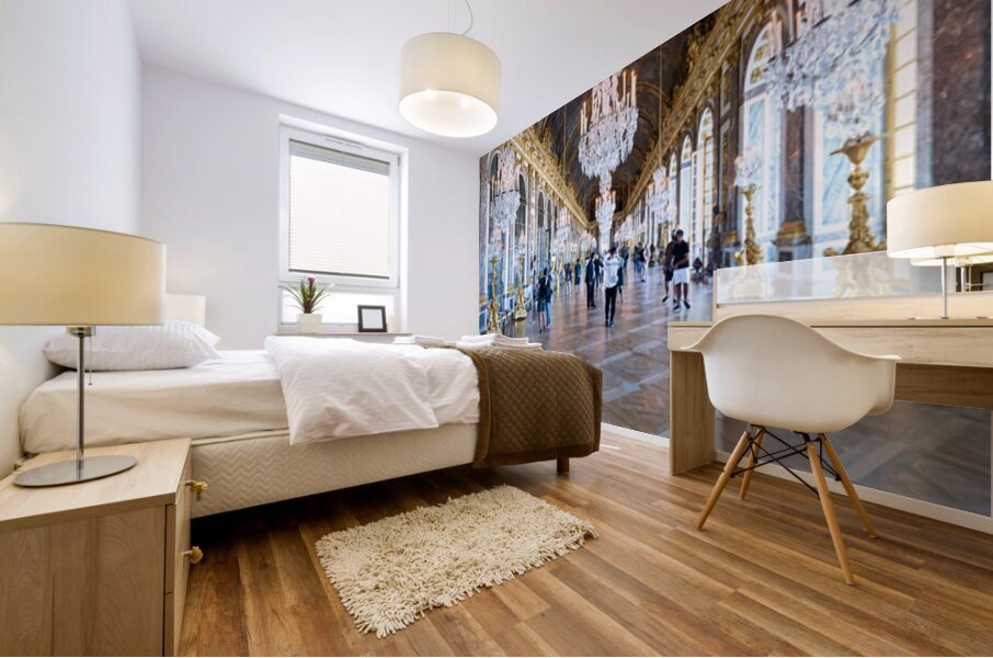 Visitors explore the Palace of Versailles Hall of Mirrors Mural print