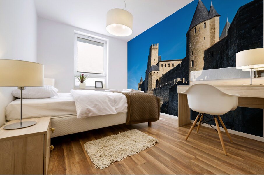 Visit to the famous castle of Carcassonne in France on a clear d Mural print
