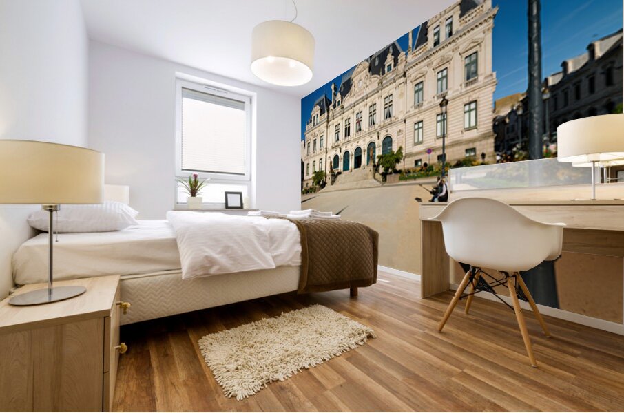 Vannes town hall stands in square on a sunny day in Brittany Fr Mural print