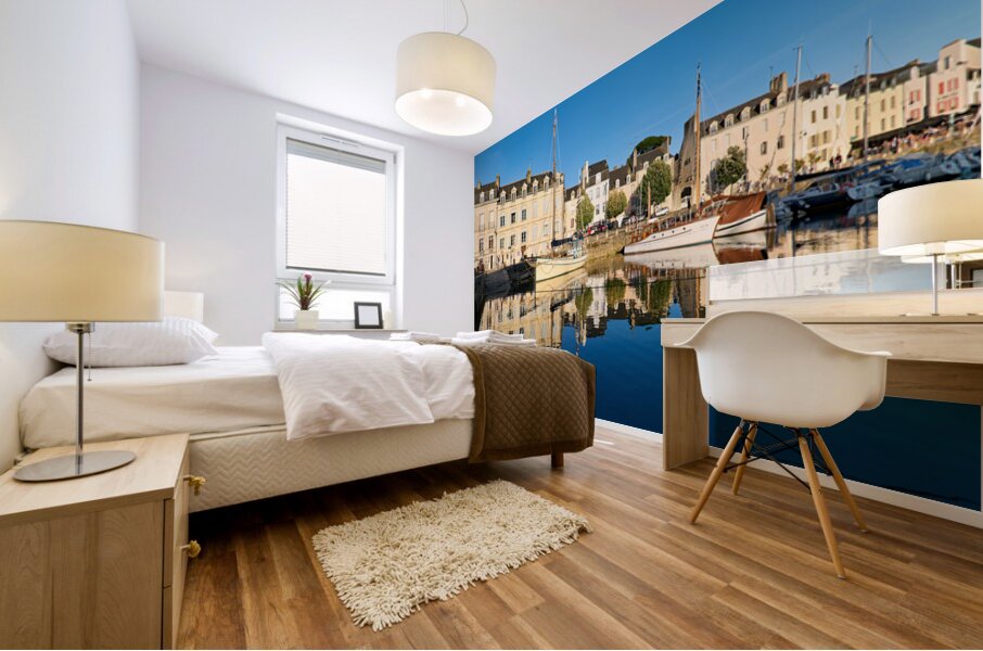 Boats moored at the port of Vannes in Brittany France during day Mural print