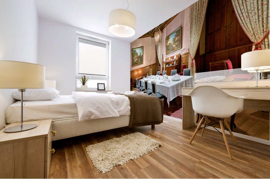 Dining room setup in Chateau dAzay le Rideau in Loire Valley Mural print