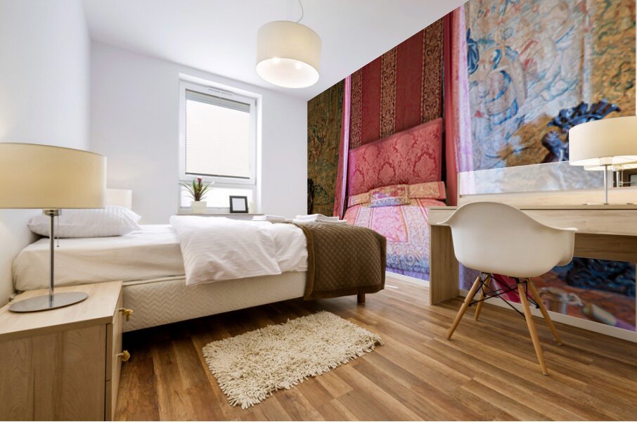 Visit to the historic bedroom of Chateau de Chenonceau in France Mural print