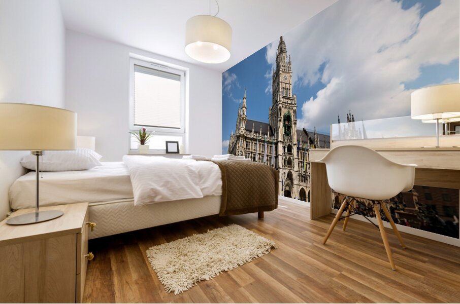 Munich town hall in Marienplatz on a sunny day in Bavaria Mural print