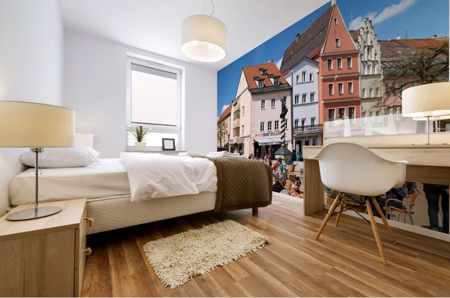 Outdoor dining at restaurants along the Romantic Road in Bavaria Mural print