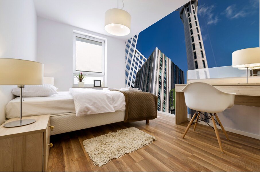 Sky Tower in Auckland showing city buildings and clear sky Mural print