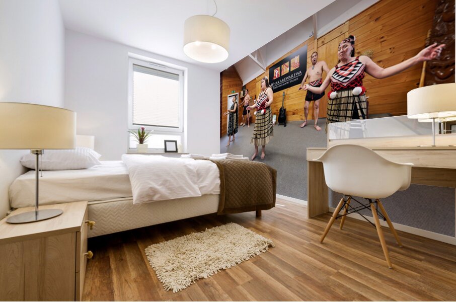 Haka performance at Whakarewarewa Maori Village in Rotorua Mural print