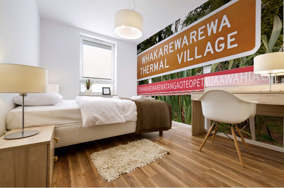 Whakarewarewa thermal village entrance in Rotorua New Zealand Mural print