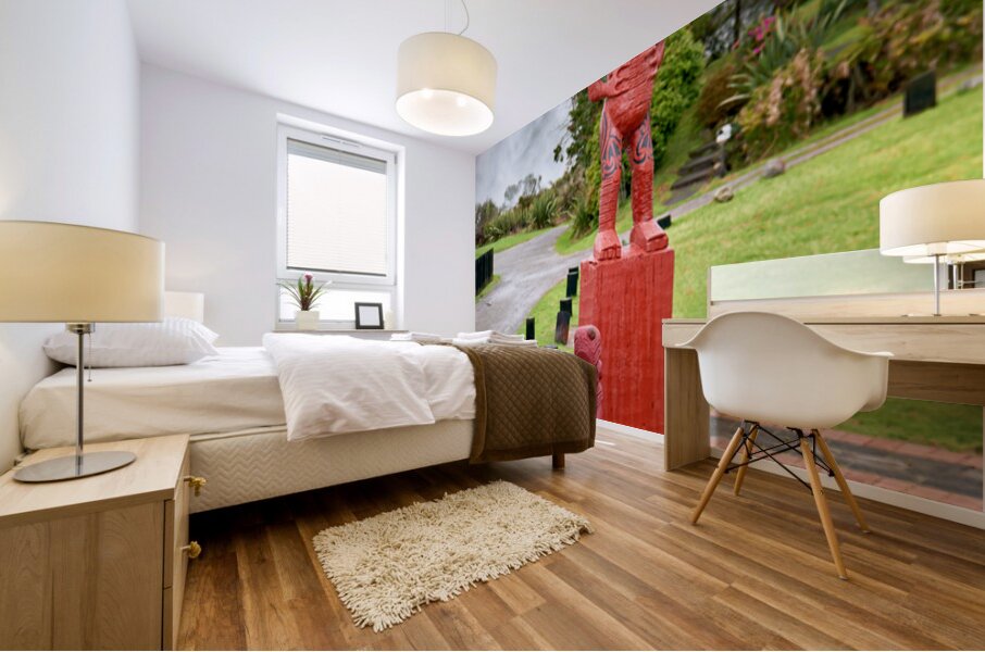 Explore Whakarewarewa village in Rotorua New Zealand with carvi Mural print