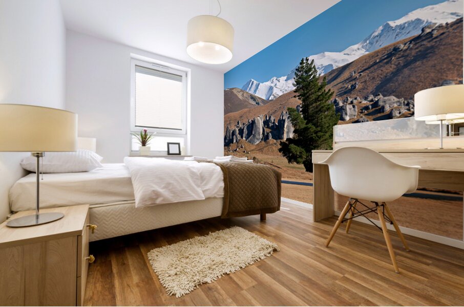View of southern alps and castle hill in new zealand Mural print