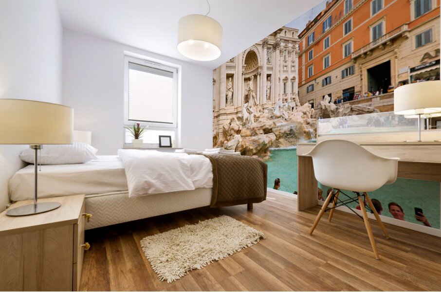 Visitors gather at Trevi Fountain in Rome Lazio Italy during the Mural print