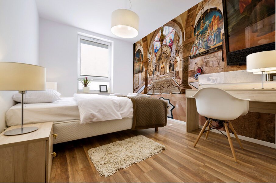 Visit to the church of the Holy Sepulchre in Jerusalem during th Mural print