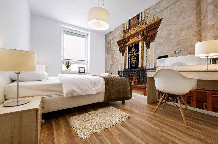 Hurva Synagogue in Jerusalem with visitors and a Torah Ark Mural print