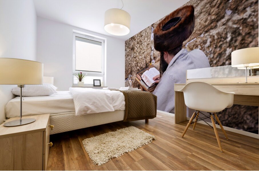 Prayers at the wailing wall in jerusalem israel Mural print