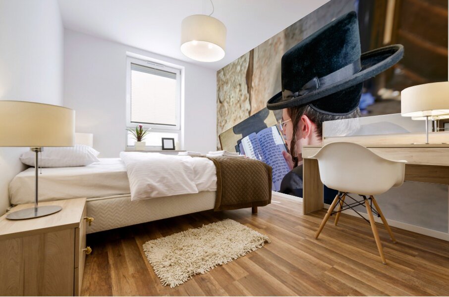 Orthodox Jews at the Wailing Wall in Jerusalem during prayer Mural print