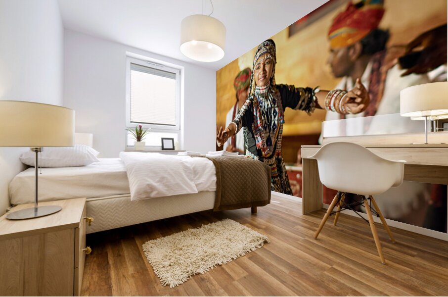 Traditional dance performance in Khimsar Rajasthan Mural print