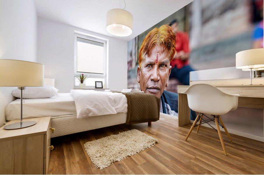 Portrait of a man with red hair in Jodhpur Rajasthan Mural print