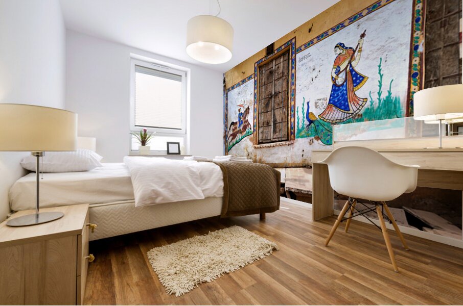 Painted house in Bundi shows culture of Rajasthan Mural print