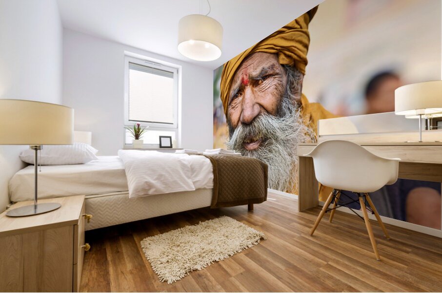 Portrait of a man in Orchha Madhya Pradesh India during the da Mural print