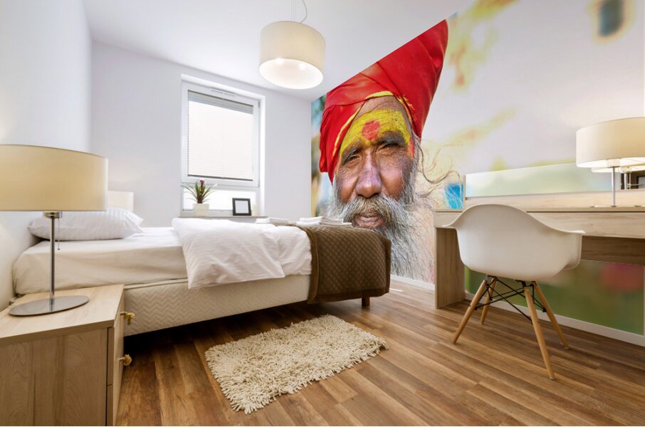 Portrait of holy man sadhu in Orchha Madhya Pradesh India Mural print
