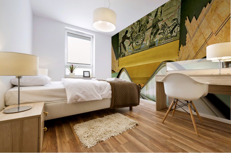 Toledo station view in Naples Metro with artwork above Mural print