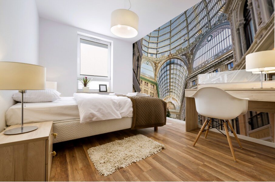 Visitors enjoy Galleria Umberto I in Naples for the holidays Mural print