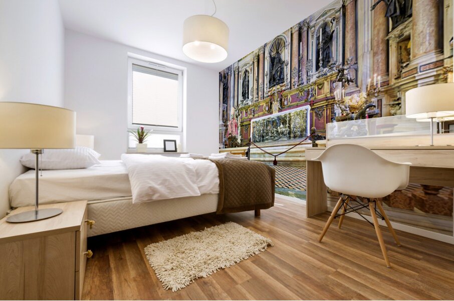 Naples Cathedral interior with altar and statues Mural print