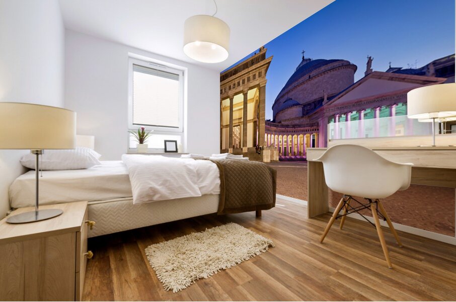 Sunset at Basilica di San Francesco di Paola Naples Mural print
