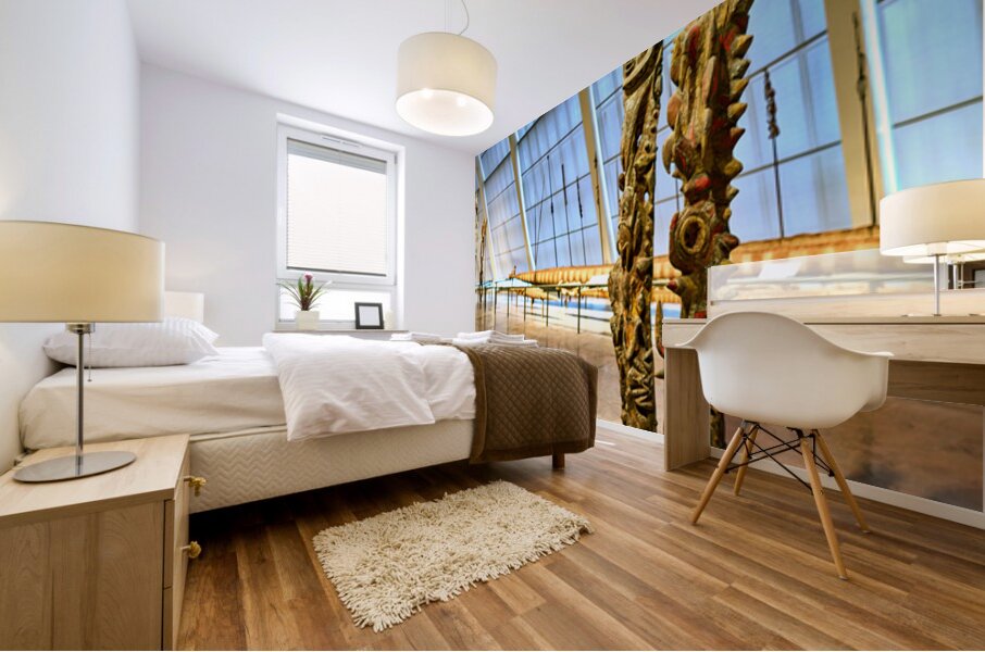 Oceanic Art display in Metropolitan Museum of Art with figures Mural print