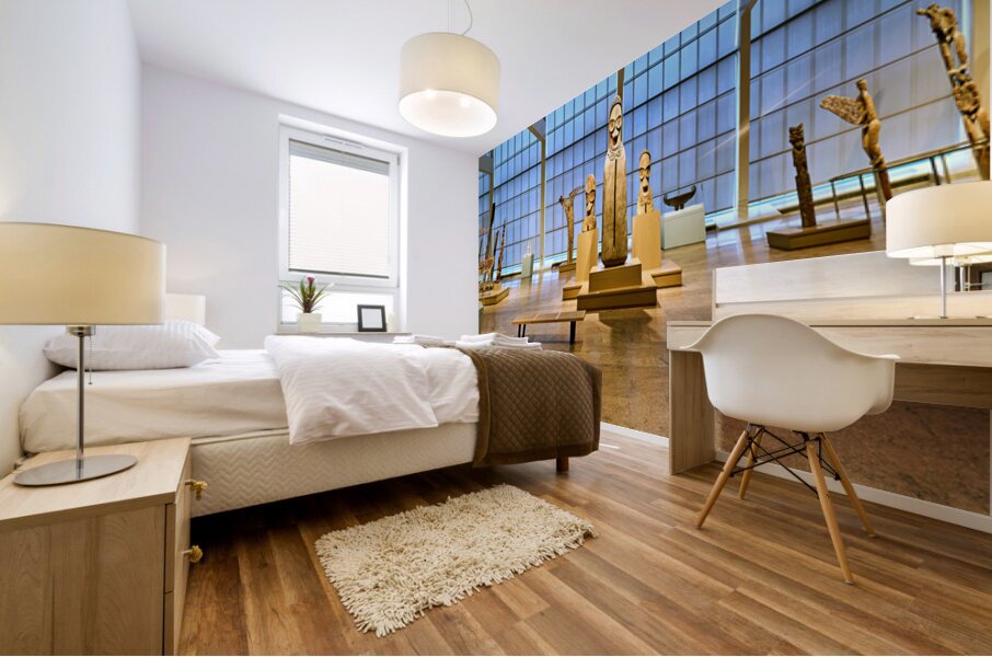 Oceanic art displays at the Metropolitan Museum of Art in Manhat Mural print