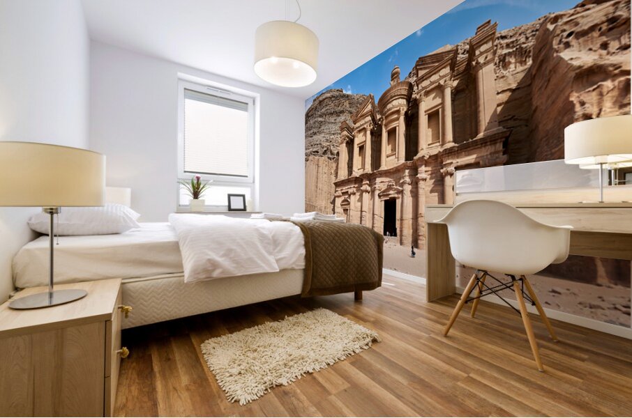 Visit to Ad Deir at Petra archaeological site in Jordan Mural print