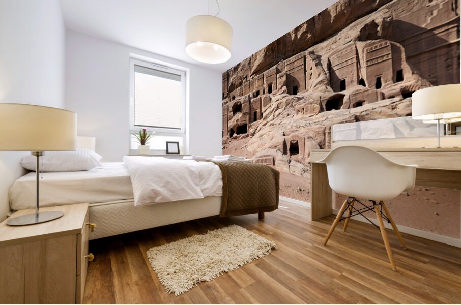 Exploring the royal tombs at Petra in Jordan Mural print