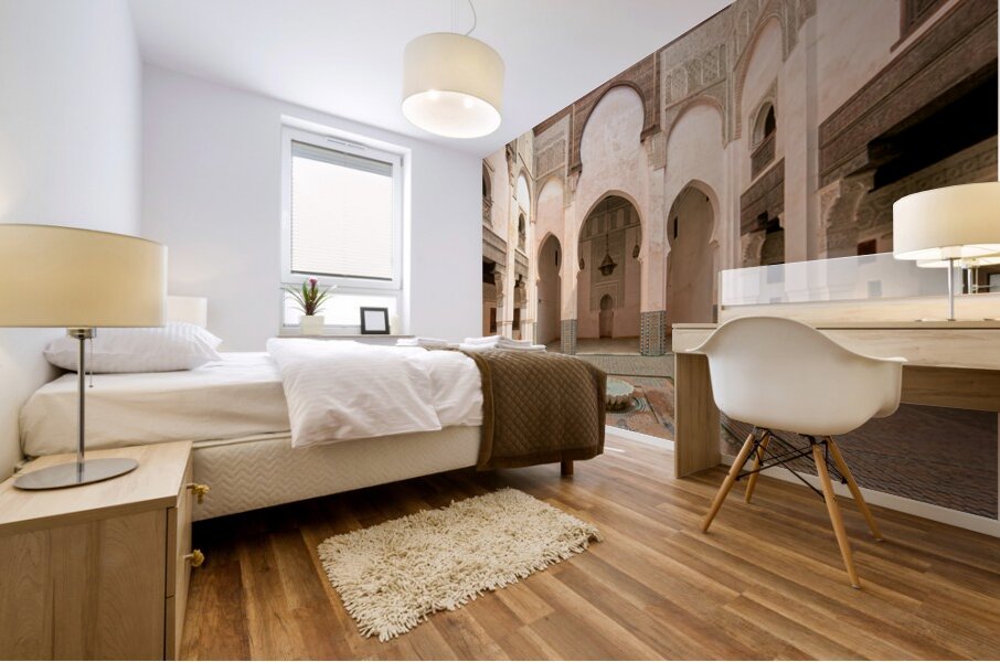 Exploring Al Attarine Madrasa in Fez Morocco during the day Mural print