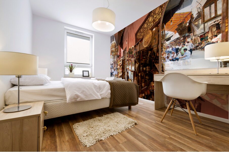 Exploring the souk in Marrakesh and the local crafts on display Mural print