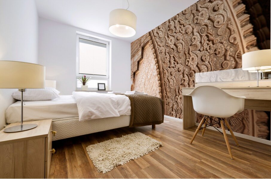 Madrasa Ben Youssef in Marrakesh shows detailed architectural de Mural print