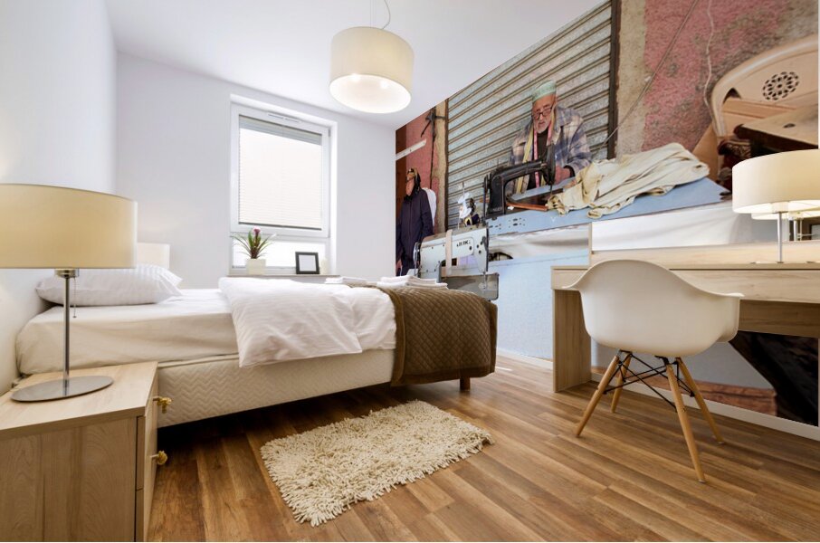 Tailor working in souk of Meknes Morocco Mural print