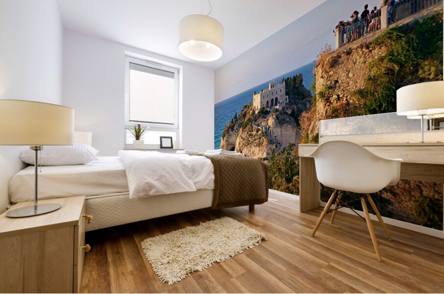 Tourists view Santa Maria dellIsola Monastery in Tropea Calabri Mural print