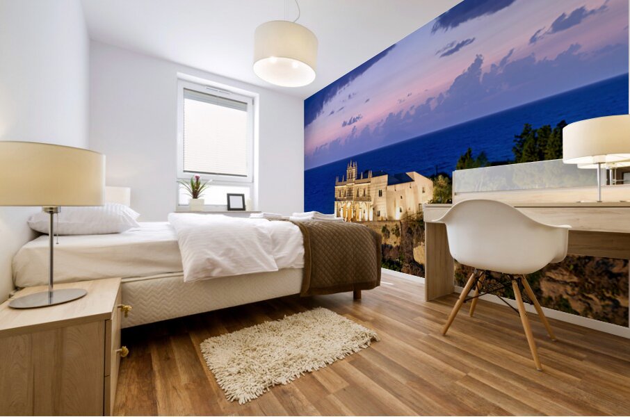 Tropea offers views of the sea and buildings at sunset in Calabr Mural print