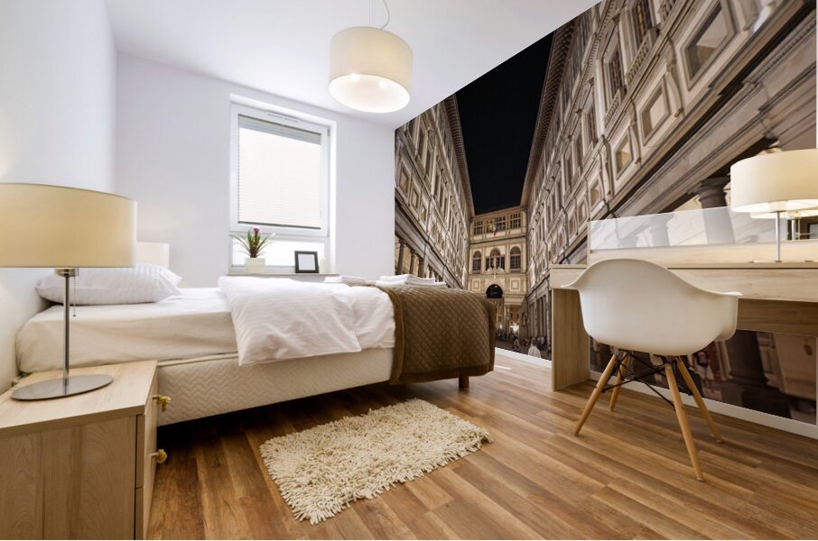 Museum visit at night at Museo degli Uffizi in Florence Italy Mural print