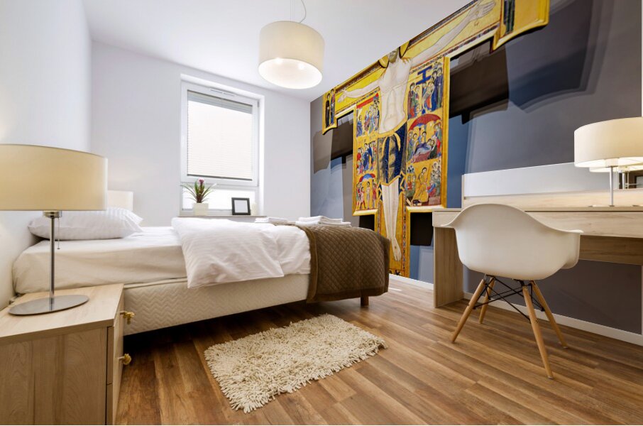 Crucifix artwork by Maestro della Croce in Uffizi Gallery Floren Mural print