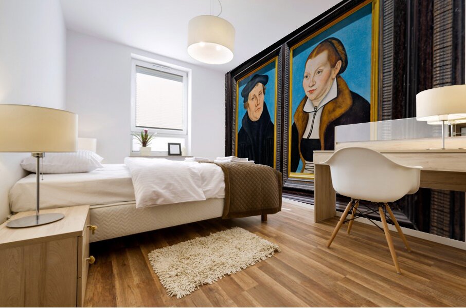 Portrait of martin luther and caterina bora in uffizi gallery Mural print