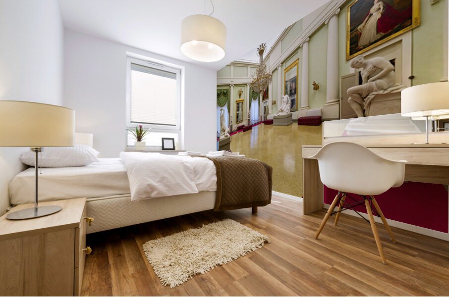 Visitors explore Palatine Gallery in Palazzo Pitti in Florence Mural print