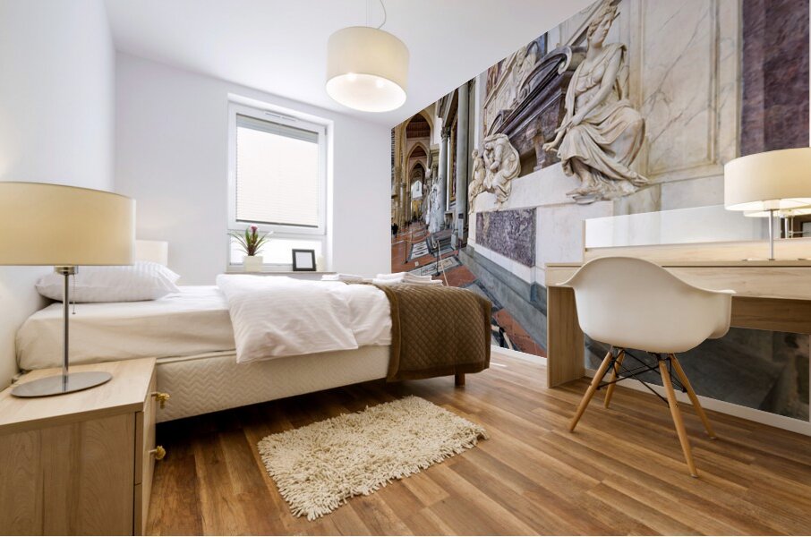 Michelangelos tomb at Basilica di Santa Croce in Florence Italy Mural print