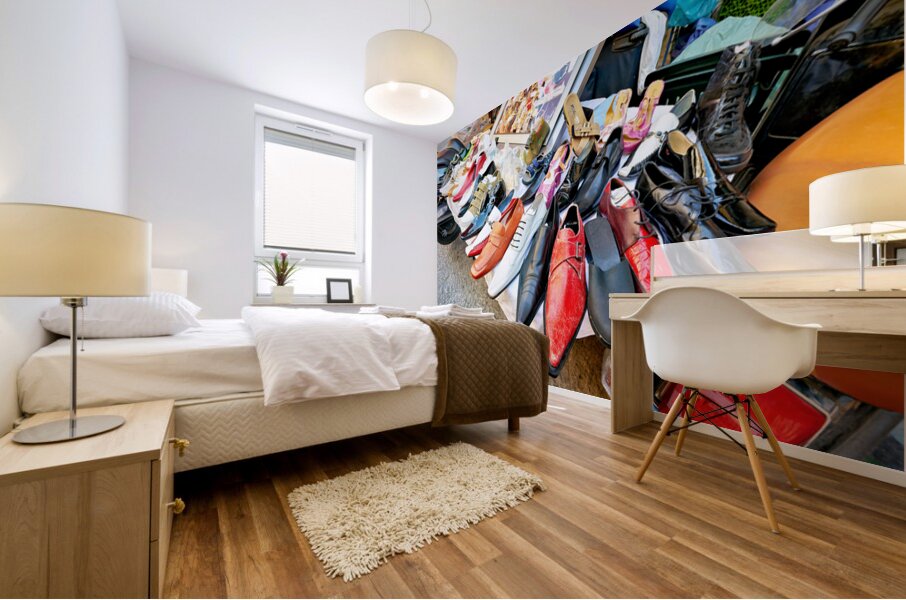 Footwear display at Ballaro street market in Palermo Sicily Mural print