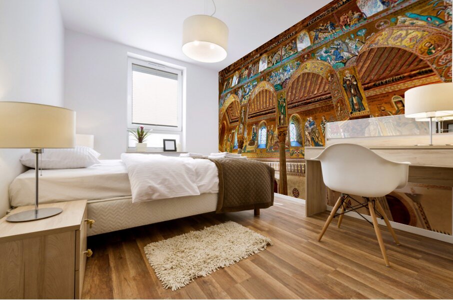 Cappella Palatina in Palermo shows detailed frescoes and archite Mural print