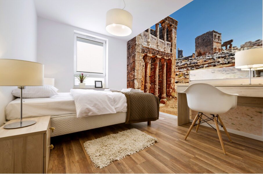 Discovering ancient ruins in Serjilla Syria Mural print