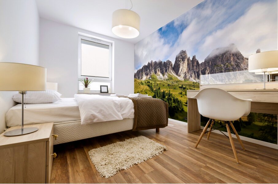 Hiking in puez odle natural park in val gardena italy Mural print
