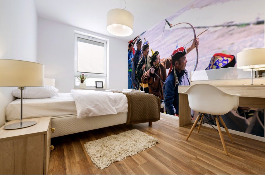 Archery competition during Naadam festival in Ulaanbaatar Mongo Mural print