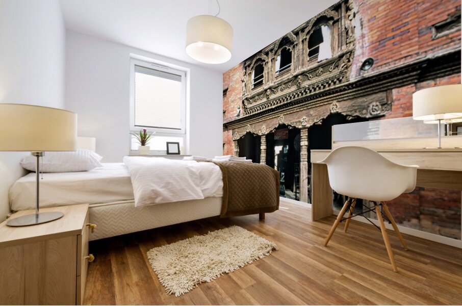 Kumari goddess house in Kathmandu shows architecture and daily l Mural print